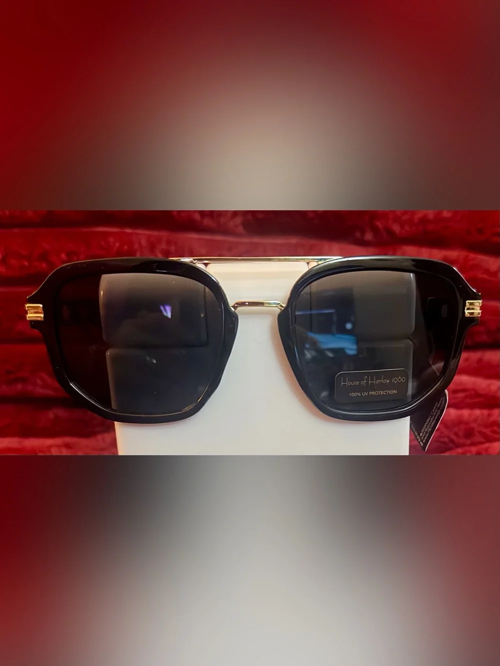 🕶️ House of Harlow 1960 Black & Gold Oversized Women's Sunglasses